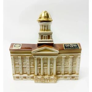Ezra Brooks Old Capitol Iowa Whiskey Decanter, 1971 Ceramic, 24K Gold